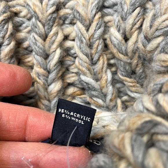 NWT Lands' End Chunky Knit Turtleneck Sweater - Cream and Gray - Picture 6 of 6